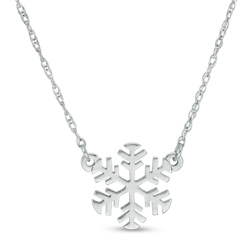 Main Image 1 of Snowflake Necklace in 10K White Gold