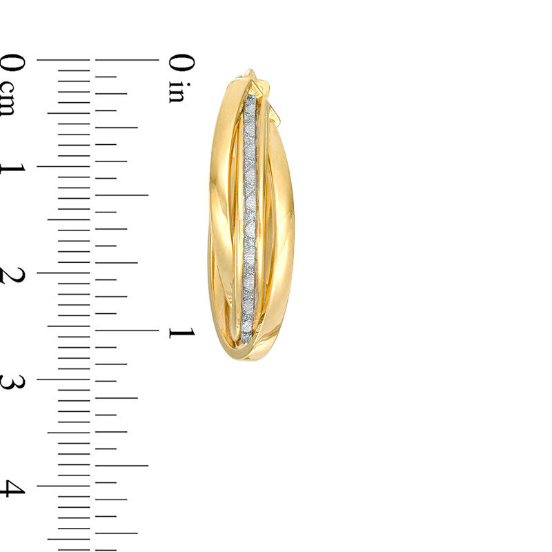 Layered Glitter Hoop Earrings in 10K Gold