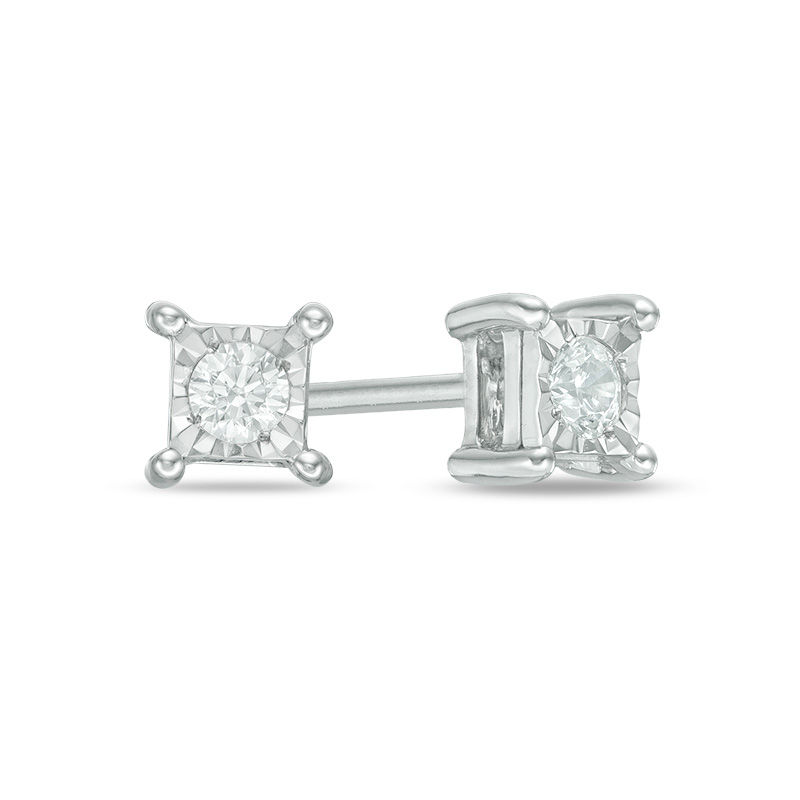 1/6 CT. T.W. Diamond Solitaire Square Stud Earrings in 10K White Gold