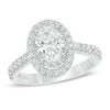 Thumbnail Image 0 of Vera Wang Love Collection 1-5/8 CT. T.W. Certified Oval Diamond Frame Engagement Ring in 14K White Gold (I/SI2)