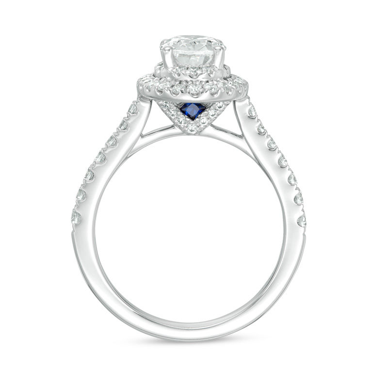 Vera Wang Love Collection 1-5/8 CT. T.W. Certified Oval Diamond Frame Engagement Ring in 14K White Gold (I/SI2)