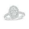 Thumbnail Image 0 of Vera Wang Love Collection 1-5/8 CT. T.W. Certified Oval Diamond Frame Engagement Ring in Platinum (I/SI2)