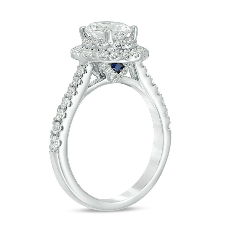 Vera Wang Love Collection 1-5/8 CT. T.W. Certified Oval Diamond Frame Engagement Ring in Platinum (I/SI2)