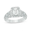 Thumbnail Image 0 of Vera Wang Love Collection 1-1/2 CT. T.W. Emerald-Cut Diamond Frame Vintage-Style Engagement Ring in 14K White Gold
