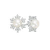 Thumbnail Image 0 of 6.0 - 6.5mm Cultured Freshwater Pearl and Lab-Created White Sapphire Snowflake Stud Earrings in Sterling Silver
