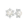 Thumbnail Image 1 of 6.0-6.5mm Freshwater Cultured Pearl and Lab-Created White Sapphire Snowflake Stud Earrings in Sterling Silver