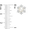 Thumbnail Image 2 of 6.0-6.5mm Freshwater Cultured Pearl and Lab-Created White Sapphire Snowflake Stud Earrings in Sterling Silver