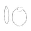 Thumbnail Image 1 of 50.0mm Lab-Created White Sapphire Hoop Earrings in Sterling Silver