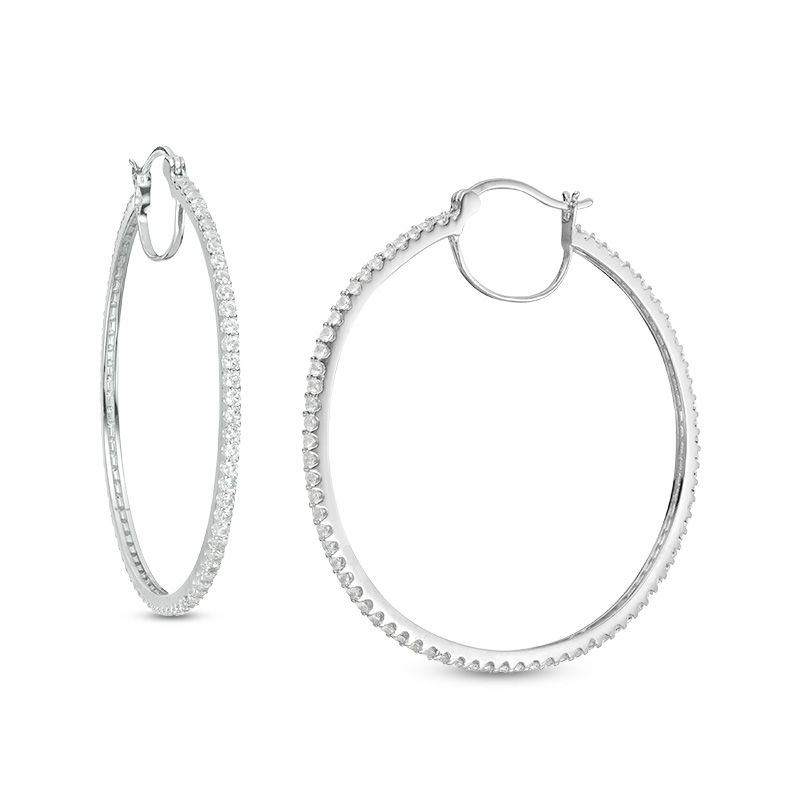 White sapphire deals hoop earrings