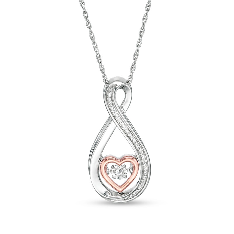 Main Image 1 of Unstoppable Love™ 1/20 CT. T.W. Diamond Heart Infinity Pendant in Sterling Silver and 10K Rose Gold