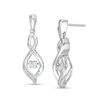 Thumbnail Image 0 of 0.085 CT. T.W. Diamond Flame Drop Earrings in Sterling Silver