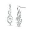 Thumbnail Image 1 of 0.085 CT. T.W. Diamond Flame Drop Earrings in Sterling Silver