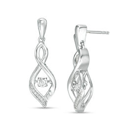 0.085 CT. T.W. Diamond Flame Drop Earrings in Sterling Silver
