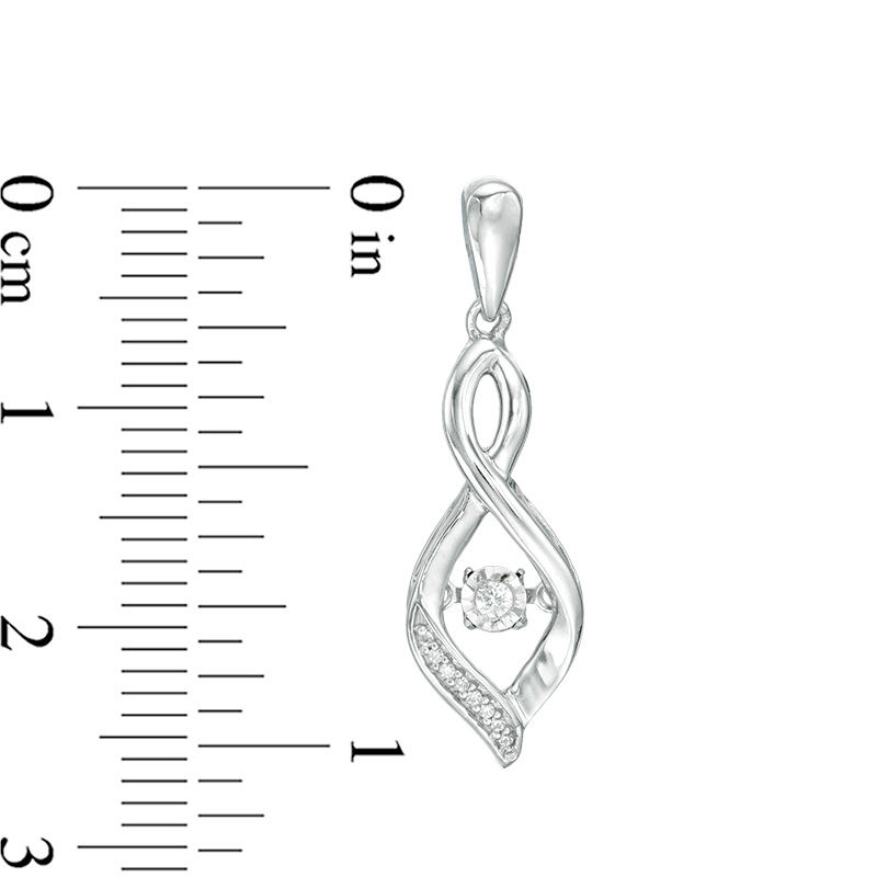 Main Image 2 of 0.085 CT. T.W. Diamond Flame Drop Earrings in Sterling Silver