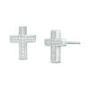 Thumbnail Image 1 of Men’s 1/20 CT. T.W. Diamond Cross Single Stud Earring in Stainless Steel