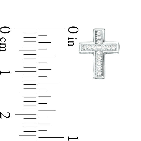 Men’s 1/20 CT. T.W. Diamond Cross Single Stud Earring in Stainless Steel Men’s 1/20 CT. T.W. Diamond Cross Single Stud Earring in Stainless Steel