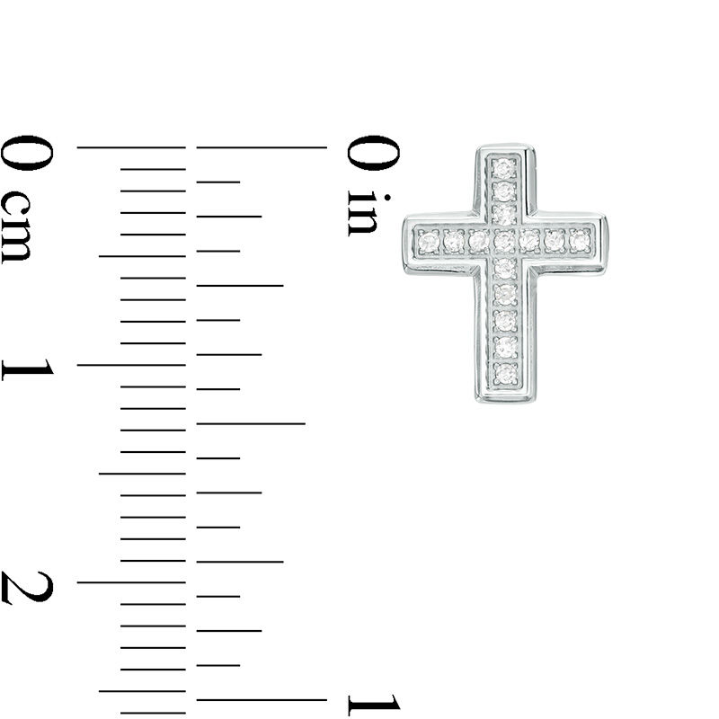 Main Image 2 of Men’s 1/20 CT. T.W. Diamond Cross Single Stud Earring in Stainless Steel