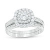 Thumbnail Image 0 of 1 CT. T.W. Diamond Double Cushion Frame Bridal Set in 14K White Gold
