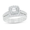 Thumbnail Image 0 of 1 CT. T.W. Princess-Cut Diamond Double Frame Bridal Set in 14K White Gold