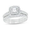 Thumbnail Image 1 of 1 CT. T.W. Princess-Cut Diamond Double Frame Bridal Set in 14K White Gold
