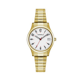 Ladies' Caravelle by Bulova Gold-Tone Expansion Watch with White Dial (Model: 44M113)