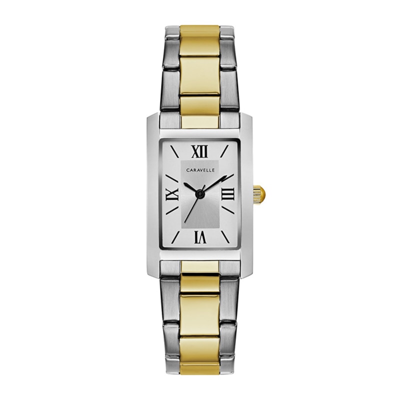 Main Image 1 of Ladies' Caravelle by Bulova Two-Tone Watch with Rectangular Silver-Tone Dial (Model: 45L167)