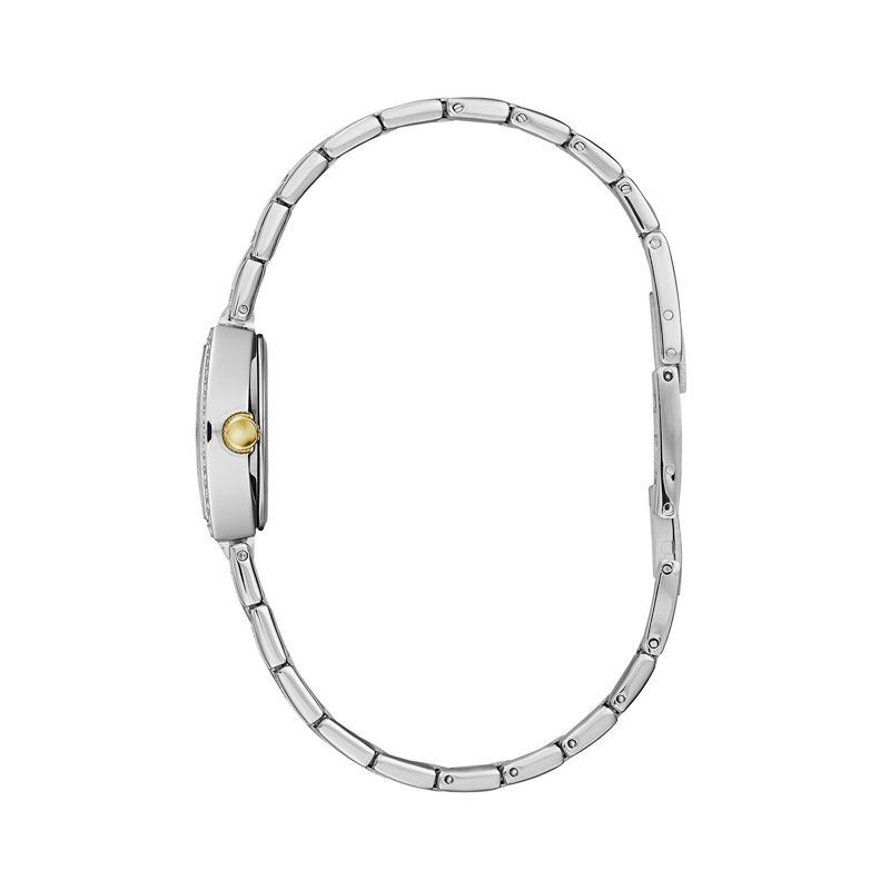 Main Image 2 of Ladies' Caravelle by Bulova Crystal Accent Two-Tone Watch with Tonneau Mother-of-Pearl Dial (Model: 45L168)