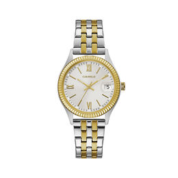 Ladies' Caravelle by Bulova Two-Tone Watch with Silver-Tone Dial (Model: 45M112)