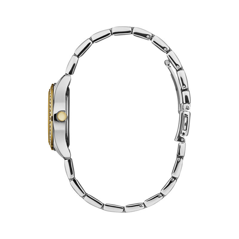 Main Image 2 of Ladies' Caravelle by Bulova Petite Collection Crystal Accent Two-Tone Watch with Mother-of-Pearl Dial (Model: 45M113)