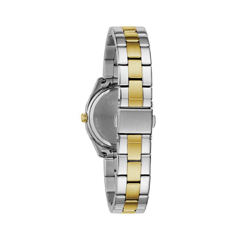 Main Image 3 of Ladies' Caravelle by Bulova Petite Collection Crystal Accent Two-Tone Watch with Mother-of-Pearl Dial (Model: 45M113)
