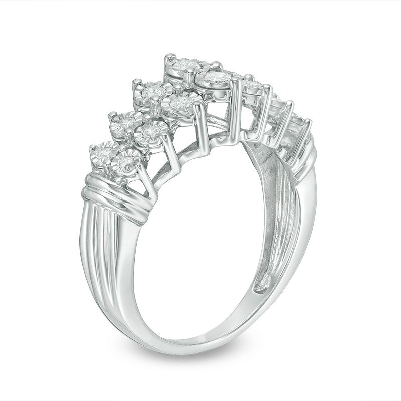 Main Image 2 of 1/4 CT. T.W. Diamond Pyramid Wedding Band in 10K White Gold