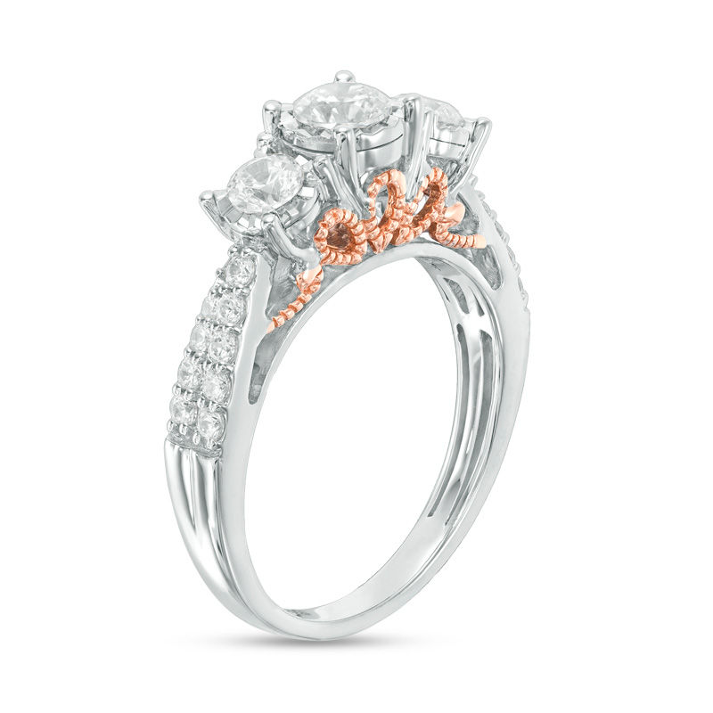 Main Image 2 of 1 CT. T.W. Diamond Past Present Future® Engagement Ring in 10K Two-Tone Gold