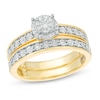 Thumbnail Image 0 of 1/6 CT. T.W. Diamond Frame Bridal Set in Sterling Silver with 14K Gold Plate