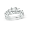 Thumbnail Image 1 of 3/4 CT. T.W. Princess-Cut Diamond Three Stone Bridal Set in 10K White Gold