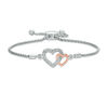 Thumbnail Image 0 of Diamond Accent Interlocking Hearts Bolo Bracelet in Sterling Silver and 10K Rose Gold - 9.5"