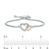Thumbnail Image 2 of Diamond Accent Interlocking Hearts Bolo Bracelet in Sterling Silver and 10K Rose Gold - 9.5"