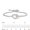 Thumbnail Image 3 of Diamond Accent Interlocking Hearts Bolo Bracelet in Sterling Silver and 10K Rose Gold - 9.5"