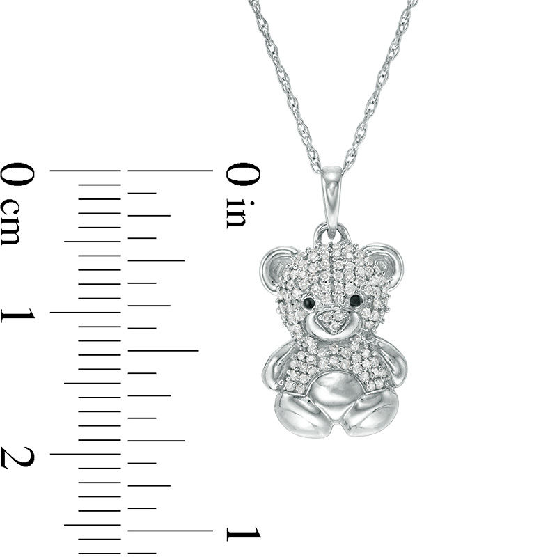 Main Image 2 of 1/10 CT. T.W. Diamond Teddy Bear Pendant in Sterling Silver