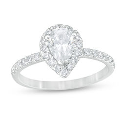 1 CT. T.W. Certified Pear-Shaped Diamond Frame Engagement Ring in 14K White Gold (I/I2)