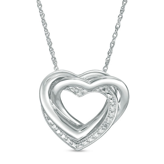 Diamond Accent Interlocking Hearts Pendant in Sterling Silver | Zales ...