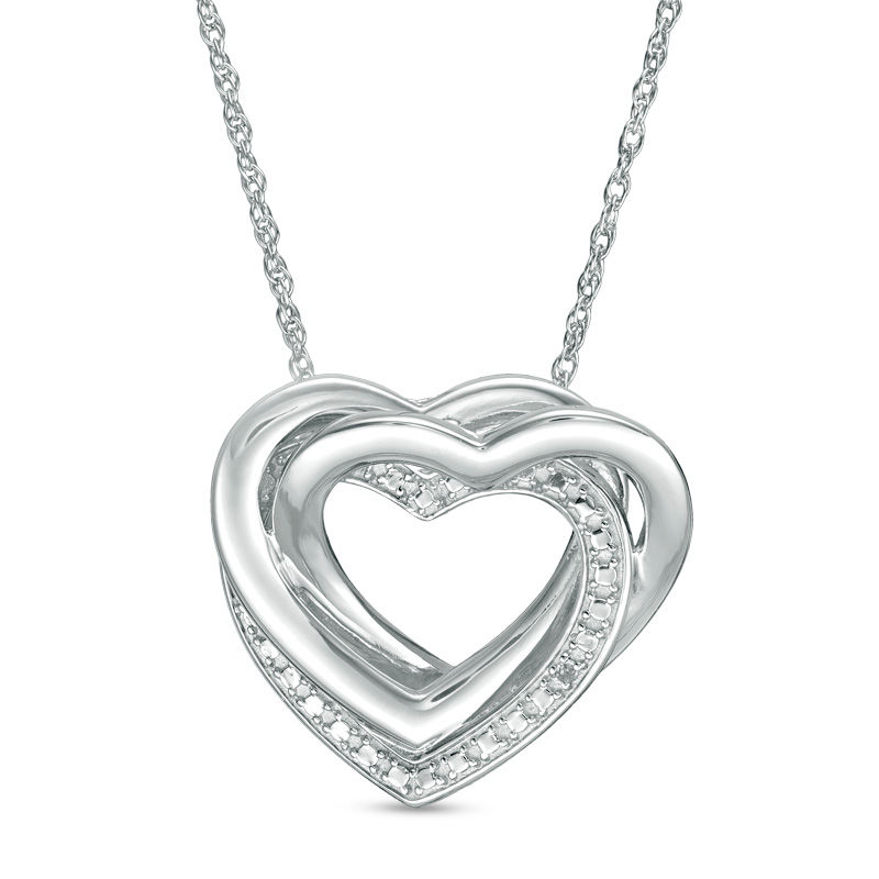 Diamond Accent Interlocking Hearts Pendant in Sterling Silver