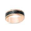 Thumbnail Image 1 of 8.0mm Satin Carbon Fiber Center Wedding Band in Rose-Tone IP Tantalum