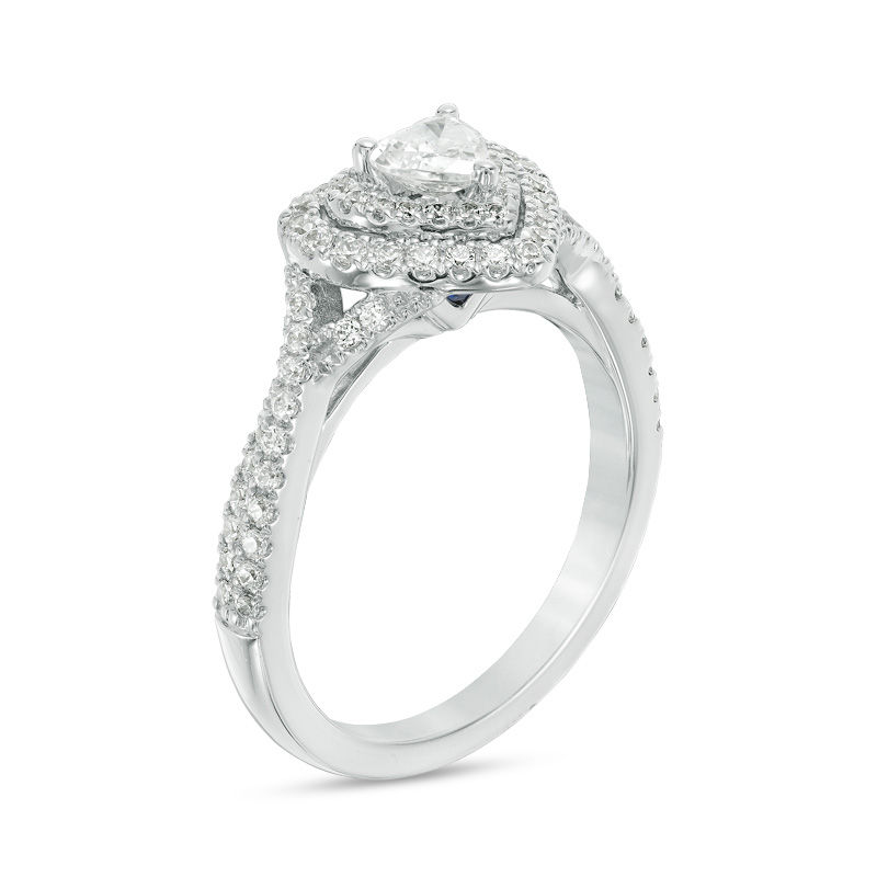 Vera Wang Love Collection 3/4 CT. T.W. Heart-Shaped Diamond Double Frame Twist Engagement Ring in 14K White Gold