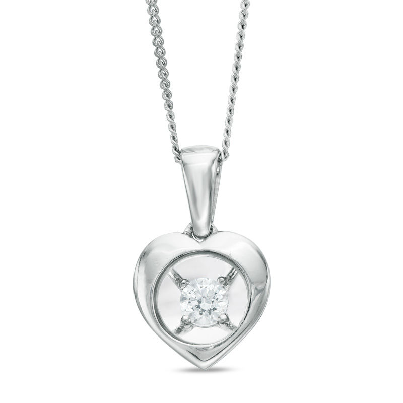 Main Image 1 of Magnificence™ 1/15 CT. Diamond Solitaire Heart Frame Pendant in 10K White Gold