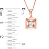 Thumbnail Image 1 of Magnificence™ 1/15 CT. Princess-Cut Diamond Solitaire Frame Pendant in 10K Rose Gold