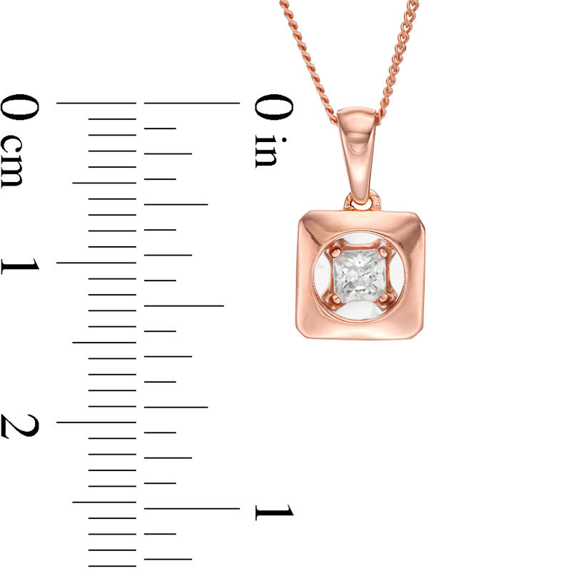 Magnificence™ 1/15 CT. Princess-Cut Diamond Solitaire Frame Pendant in 10K Rose Gold