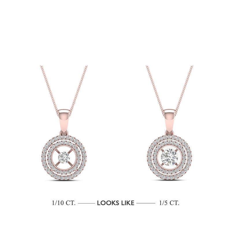 Magnificence™ 1/15 CT. Princess-Cut Diamond Solitaire Frame Pendant in 10K Rose Gold