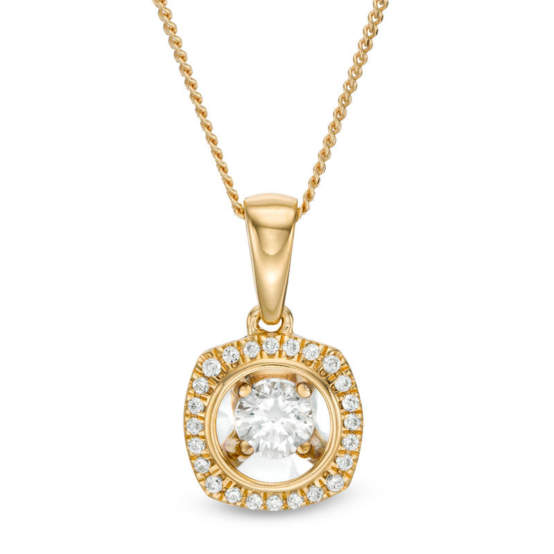 Main Image 1 of Magnificence™ 1/6 CT. T.W. Diamond Cushion Frame Pendant in 10K Gold