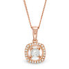 Thumbnail Image 0 of Magnificence™ 1/6 CT. T.W. Diamond Cushion Frame Pendant in 10K Rose Gold