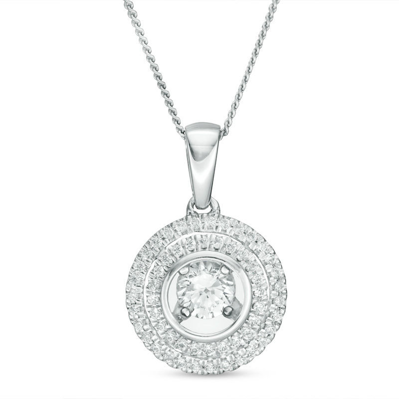 Main Image 1 of Magnificence™ 1/4 CT. T.W. Diamond Double Frame Pendant in 10K White Gold